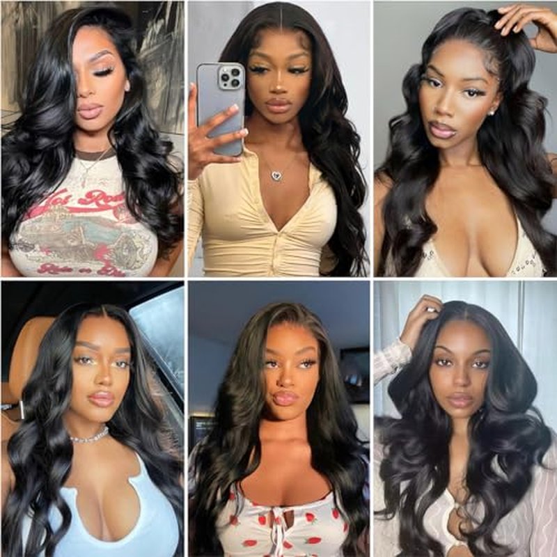 Body Wave Brazilian Virgin Bundles - Ocean Wave Natural Black 100% Unprocessed 3 Bundles (10 12 14 Inch) Weave Hair Extensions