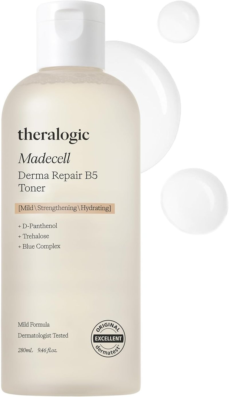 Theralogic Madecell Derma Repair B5 Toner - Inner Skin Moisturizing & Soothing Essence Toner for Sensitive Skin with Dexpantenol & Madecassoside - Hypoallergenic, Vegan, Fragrance Free, 9.48 fl.oz.