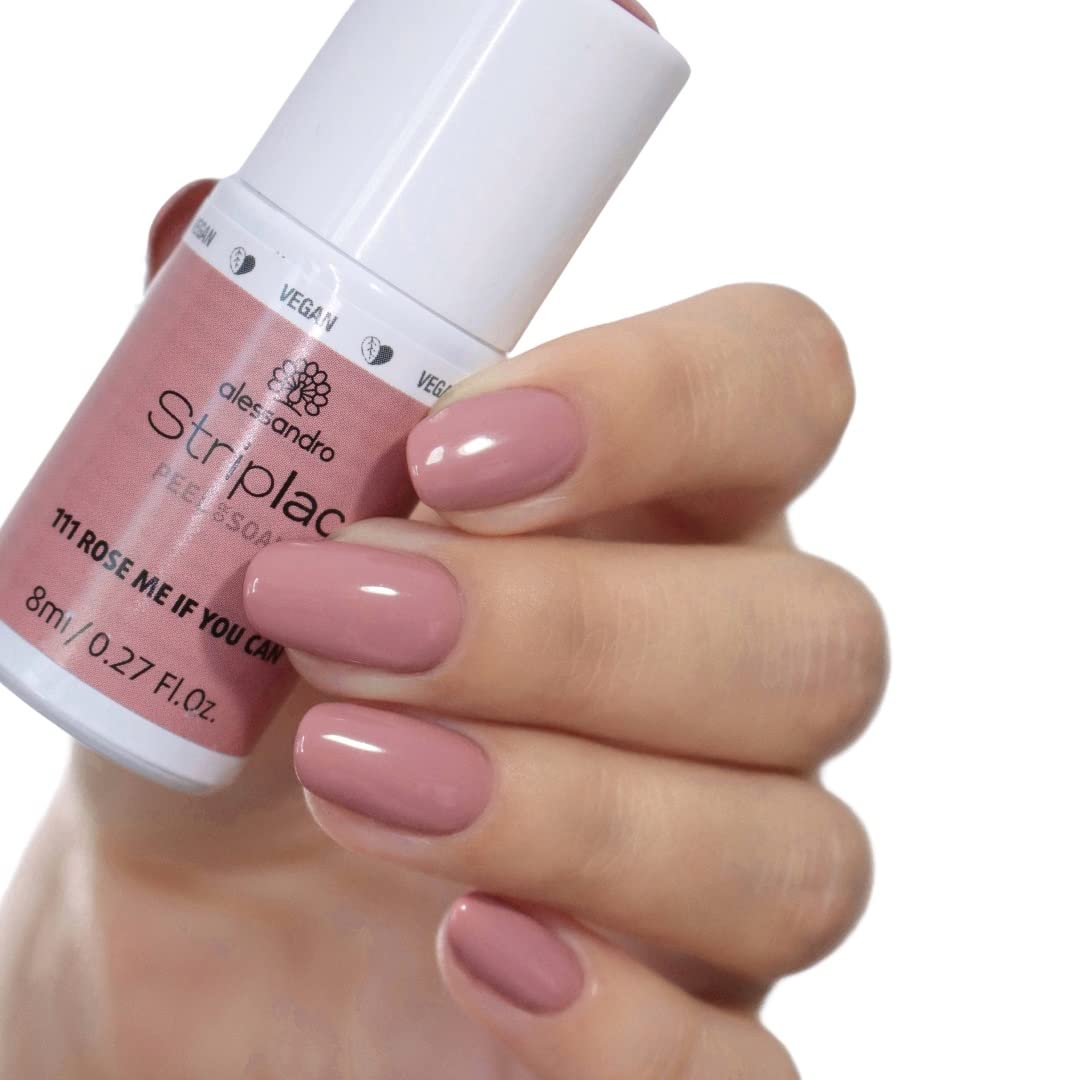 Alessandro Striplac Peel or Soak Nail Polish - Quick Dry, Long-Lasting, Vegan - Rose Me If You Can, 0.27 oz