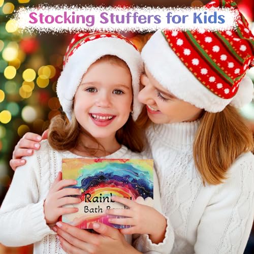 Rainbow Bath Bombs for Kids - 9 Pcs Handmade Natural Kids Bath Bombs, Organic Bubble Bath for Girls, Christmas Gifts for Kid Girls, Stocking Stuffers