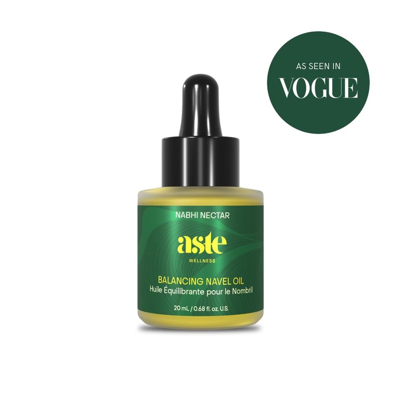 ASTE Ayurvedic Navel Oil for Belly Button, Navel Oiling with Castor, Ginger, Shatavari & Neem | Vegan Belly Button Oil for Skin Nourishment, Sleep & Wellness Ritual | (0.68 oz)