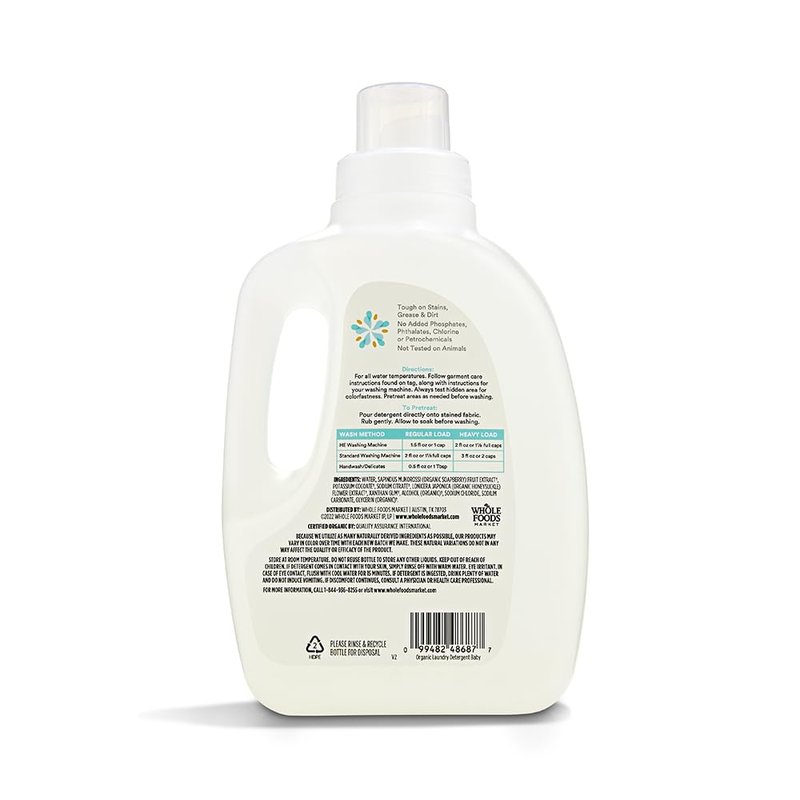 365 by Whole Foods Market, Organic Concentrated Baby Laundry Detergent, Unscented, 33 HE Loads, 50 Fl Oz