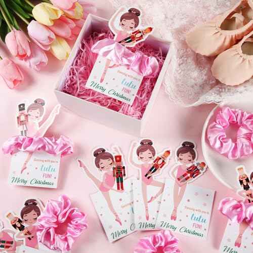 36 Sets Nutcracker Ballet Scrunchie with Ballet Themed Thank You Cards Dance Recital Gifts for Christmas Stuffers Ballerina Birthday Party Decorations Supplies