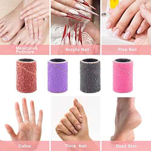Rolybag Sanding Bands for Nail Drill Nail Sanding Bands Professional Sanding bit Nails 240 Pieces 4 Color Coarse Fine Grit Efile Sand Set 80#120#180#240# 2 Pieces Nail Drill Bits