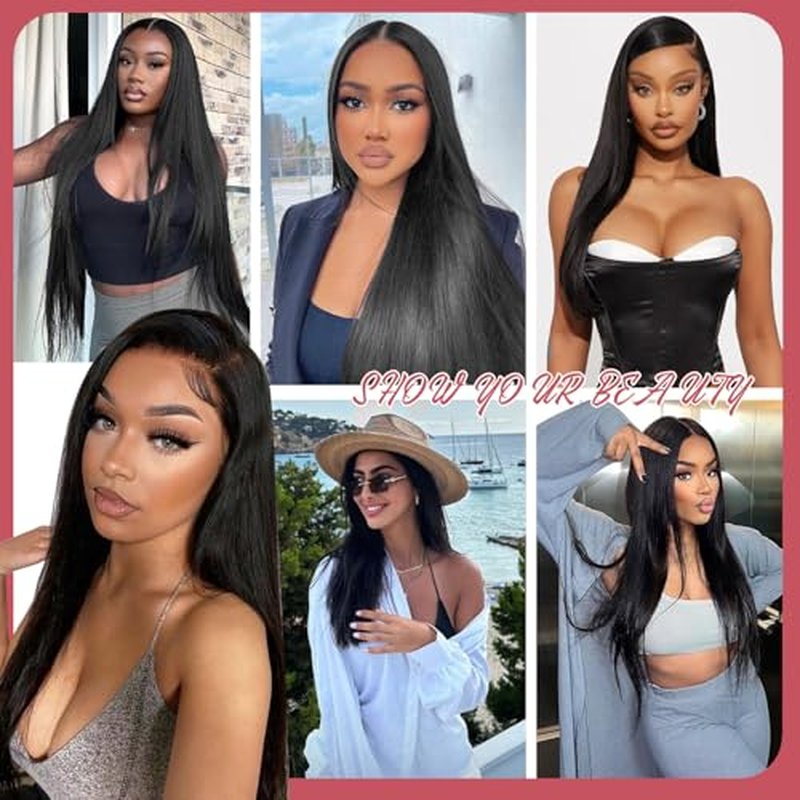 24 Inch Straight Glueless Wigs Human Hair Pre Plucked Pre Cut 9X6 HD Clouser Lace Front Wigs 220% Density Straight Human Hair Wigs for Black Women