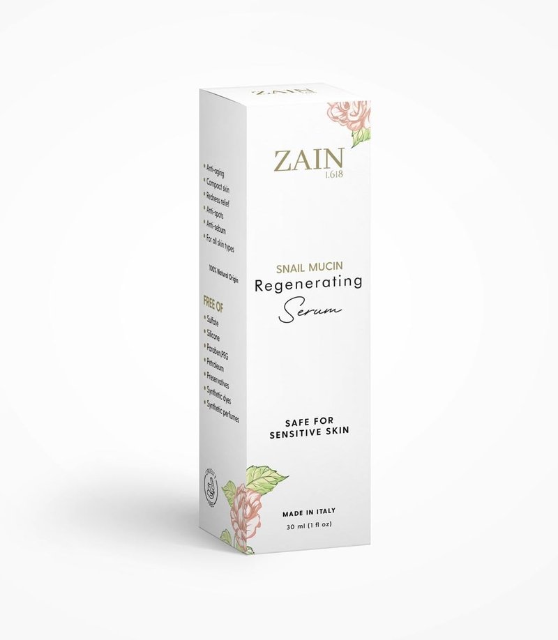 ZAIN1 Snail Mucin Regenerating Face Serum with Hyaluronic Acid and Damascus Rose for Anti-Aging, Hydration and Radiance
