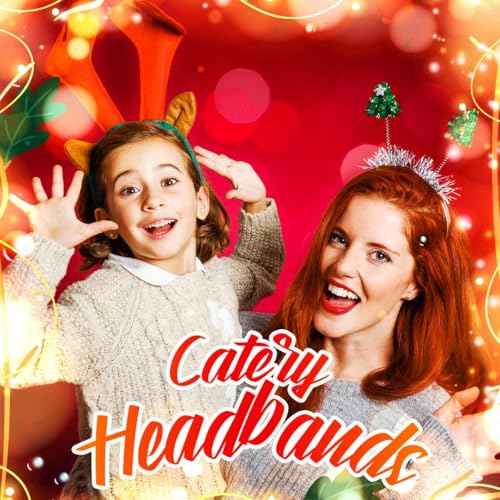 Catery Christmas Tree Headbands Led Christmas Headband Xmas Elf Hair Band Holiday Hairband Hair Accessories for Women Kids