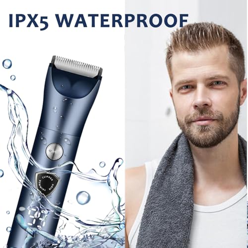 Body Hair Trimmer for Men - Electric Male Hygiene Grooming Shaver - Hair Razor Nose Trimmer Clippers - 3 in 1 Groin Groomer IPX5 Waterproof LED Display Remover for Chest Back Armpit