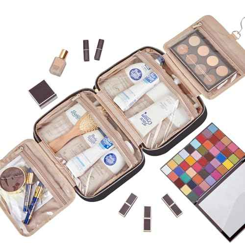 NISHEL Hanging Travel Toiletry Bag, Visible Makeup Organizer, Cosmetic Case for Journey Accessories, Bathroom Shower, Black