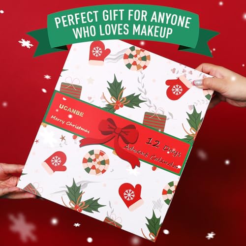 UCANBE Makeup Advent Calendar 2024, 12 Days Christmas Countdown Calendar Surprise Gift Kit, Xmas Holiday Festival Cosmetic Starter Makeup Set with 12 Beauty Boxes for Women Teens Girls