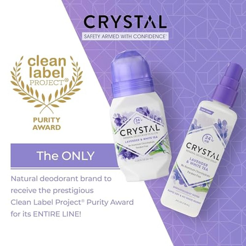 Crystal Mineral Deodorant Roll-On, Lavender & White Tea 2.25 oz (Pack of 12)