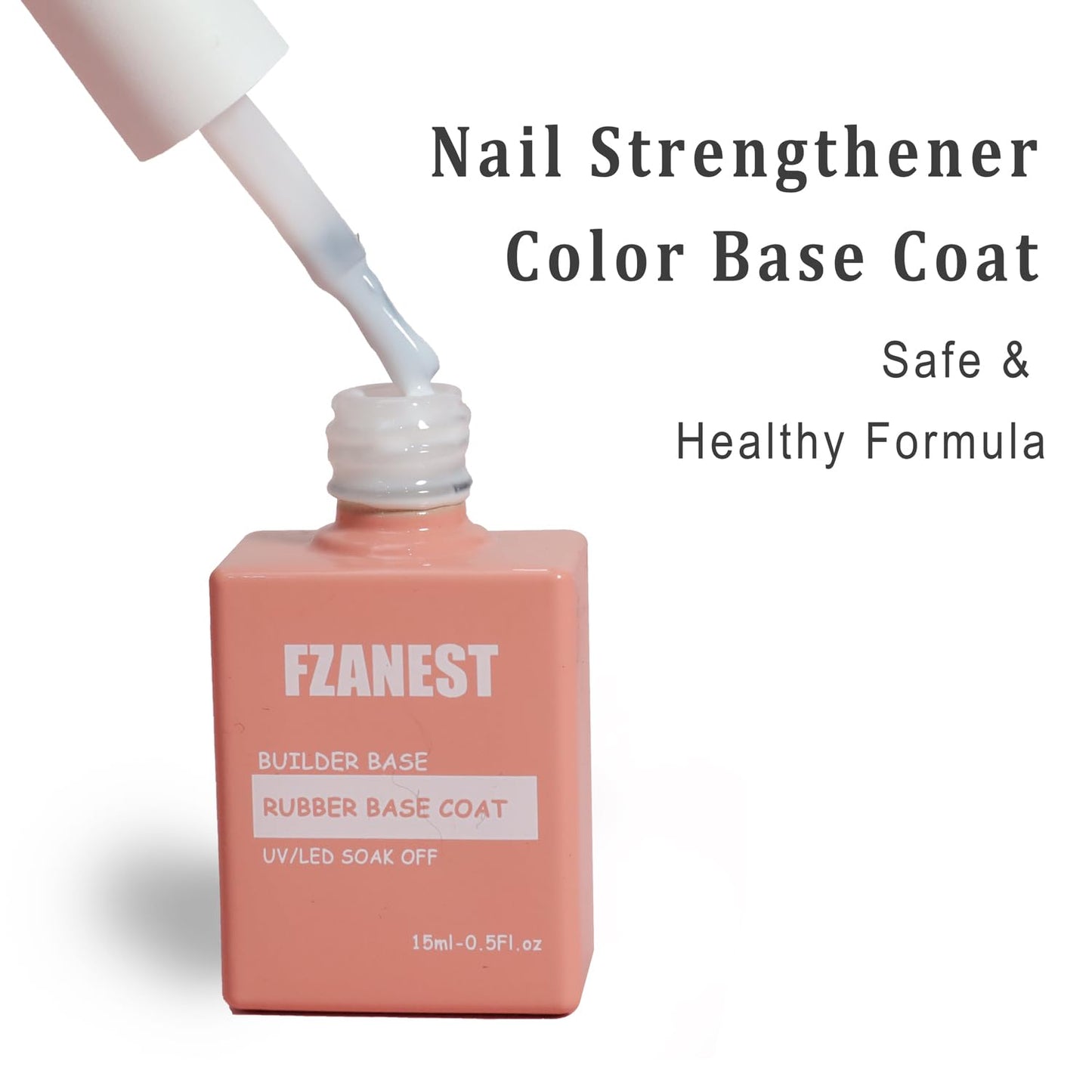 FZANEST Rubber Base Builder Gel Kit - 6pcs Nail Strengthener in Natural Nude Pink | 7.5ml Bottles