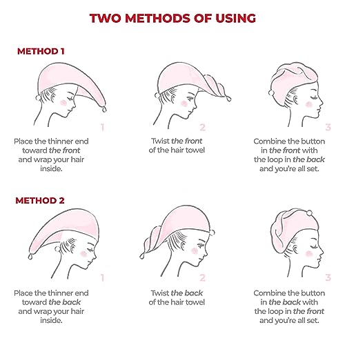 American Soft Linen 100% Cotton Hair Towels for Women, Head Towel Cap, Cotton Hair Turban Towel Wrap for Long Curly Anti Frizz Hair, Soft and Absorbent Cotton Hair Towels 2 Pack, Sage Green