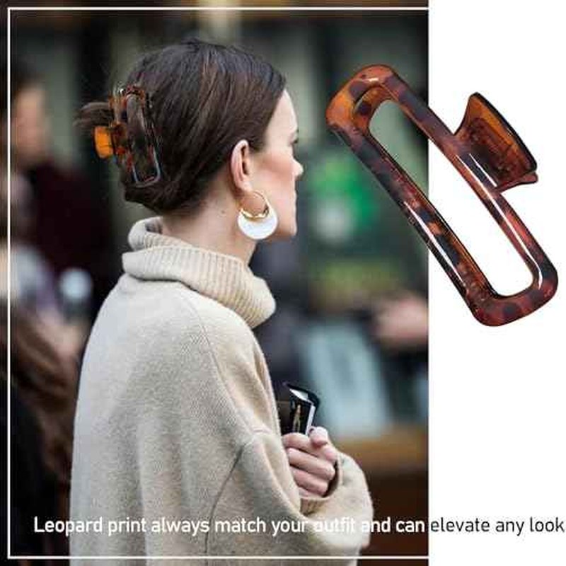 5 Inch Large Hair Claw Clips, No Slip Matte & Glossy Unbreakable Square XL Hair Clips for Thick Long Curly Hair, Women's Big Rectangle Strong Clips, 4 Pack