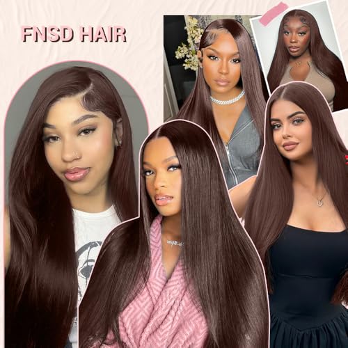 28 Inch Chocolate Brown Lace Front Wig Human Hair 220 Density 9x6 HD Lace Brown Wear and Go Glueless Wigs Pre Plucked Pre Cut Dark Brown Wig Human Hair Straight Glueless Wig for Women