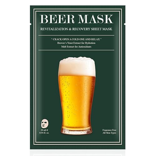 Skincare for Men: Sheet Mask: Beer Lover¡¯s Gift for Men, Bachelor Party, Groomsmen, Boyfriend, Dad, White Elephant, and Stocking Stuffers