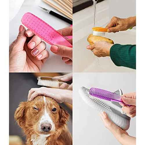 Nail Brush for Cleaning Fingernails, 4Pack Handle Grip Nail Brushes Fingernail Brush for Cleaning Nail Scrub Brush for Toes and Nails Women Men (Color1)