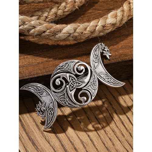 HAQUIL Triple Moon Celtic Knot Hair Clip Vintage Hollow Moon Hair Clip Barrette Jewelry for Women