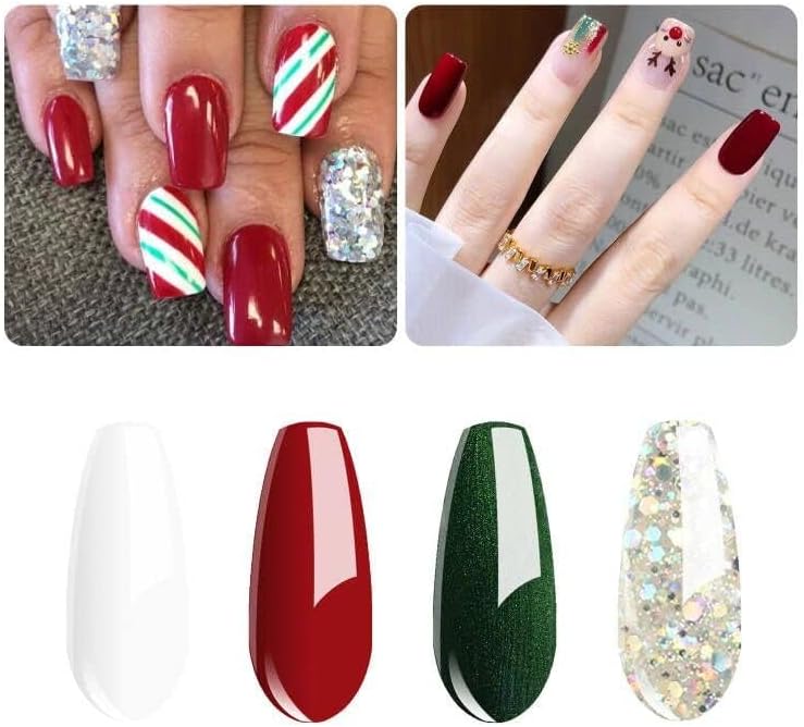 Vishine Christmas Glitter Gel Nail Polish Set - 4 Soak Off UV LED Colors (8ml Each)