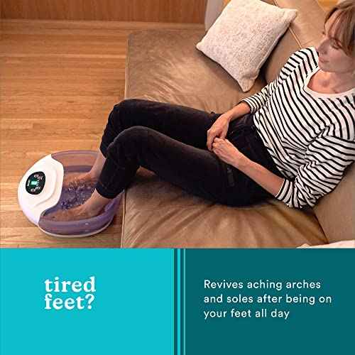 HoMedics Salt-N-Soak Footbath with Heat Boost and Soaking Salt Starter Kit, 4 Soothing Massage Rollers, Toe-Touch Controls, Splash Guard, Bubble, Vibration Massage, Bath Salt Dispenser, LED Display