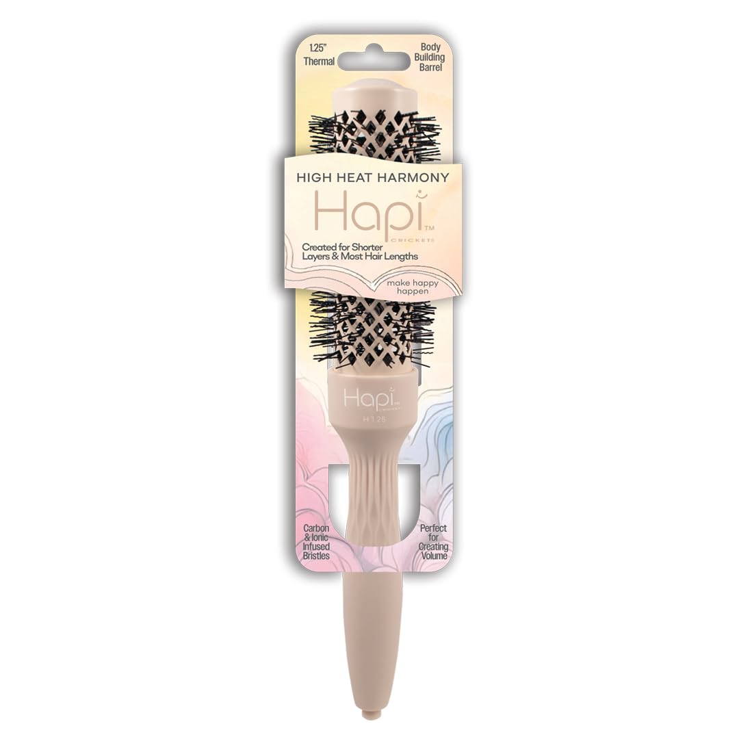 Cricket Hapi High Heat Harmony Thermal Brush, 1.25", Beige