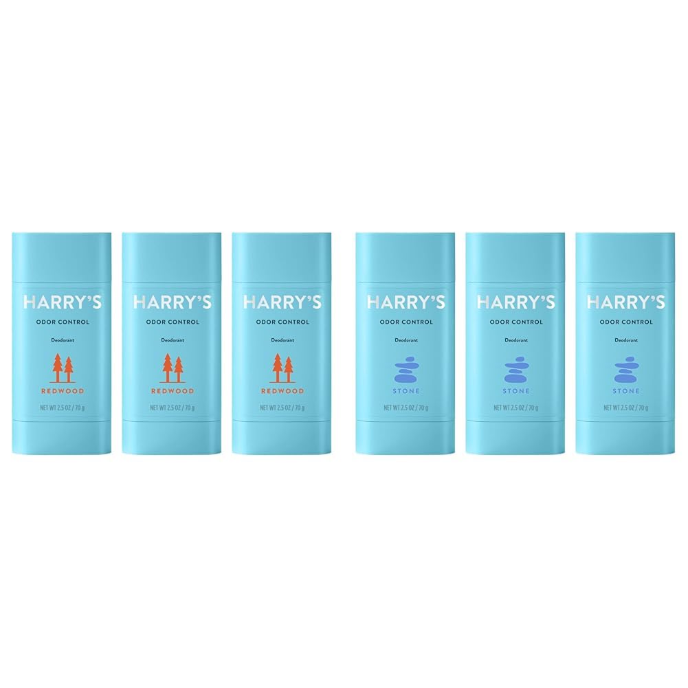 Harry's Men's Deodorant - Odor Control Deodorant - Aluminum-Free - Redwood (3 Count) & Harry's Aluminum Free Deodorant for Men, Odor Control, Stone, 2.5 Oz, Pack of 3