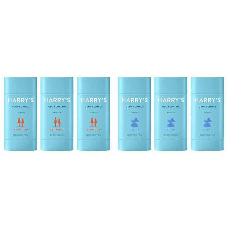 Harry's Men's Deodorant - Odor Control Deodorant - Aluminum-Free - Redwood (3 Count) & Harry's Aluminum Free Deodorant for Men, Odor Control, Stone, 2.5 Oz, Pack of 3