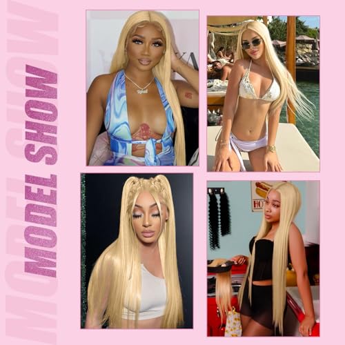 30 Inch 613 Lace Front Wig Human Hair Blonde 13X6 HD Transparent Lace Front Wigs Human Hair 220% Density Blonde Glueless Wigs 613 HD Straight Lace Frontal Wigs Pre Plucked