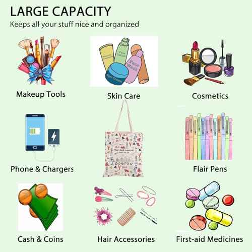 Boston Trip Makeup Bag Boston Souvenir Gift Boston Travel Bag Boston Housewarming Gift Boston Vocation Gifts Massachusetts Gift (Boston tote)