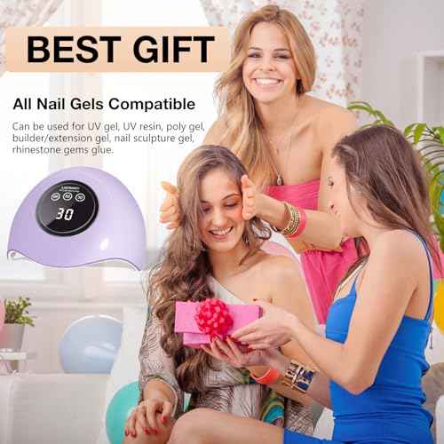 72W UV LED Nail Lamp Light Dryer for Nails Gel Polish with 18 Beads 3 Timer Setting & LCD Touch Display Screen, Auto Sensor, Professional Nails, Purple