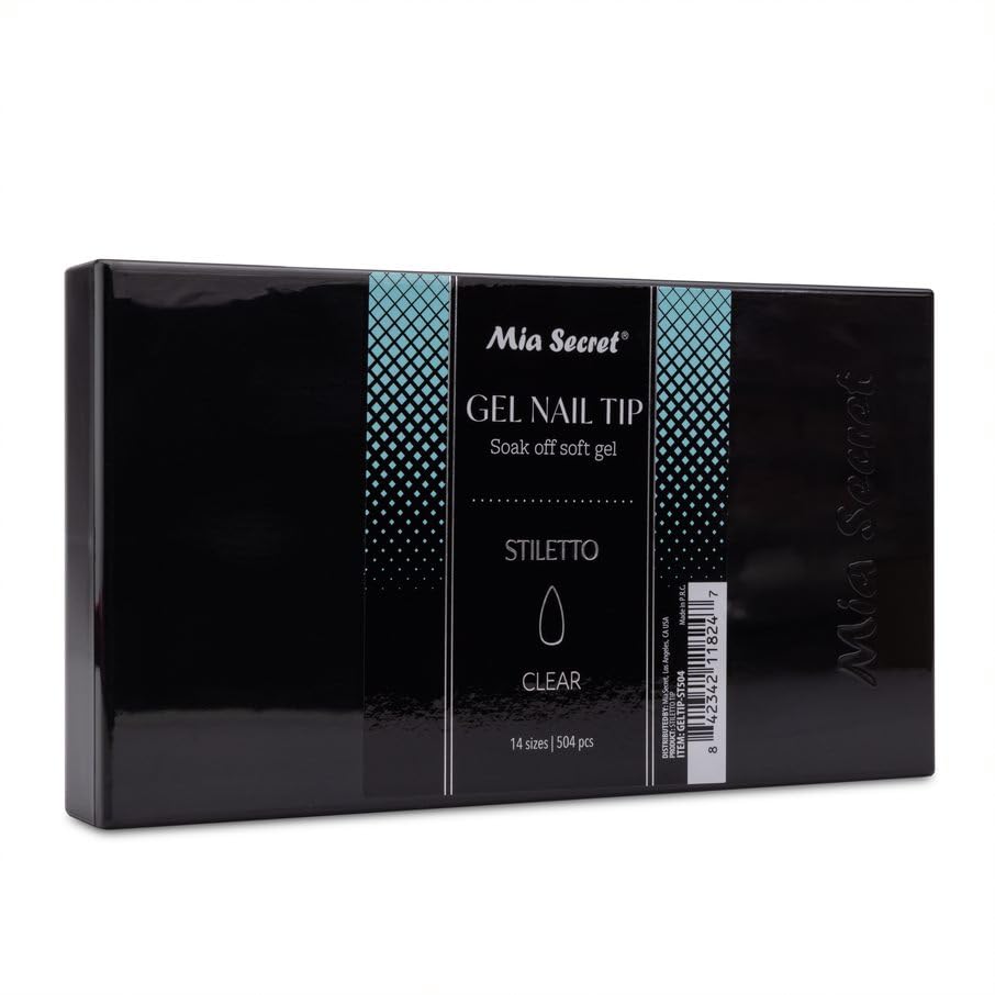 Clear Soft Gel Nail Tips - Mia Secret Stiletto 504 Tips for Salon & DIY Use