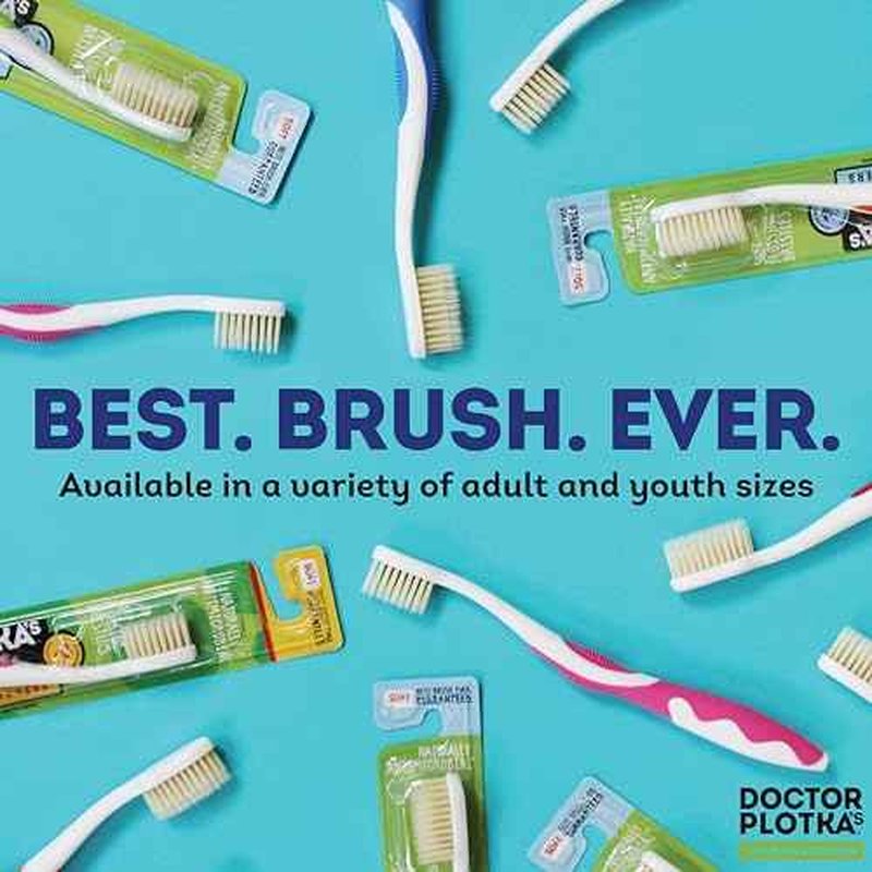 MOUTHWATCHERS Soft Childrens Flossing Manual Toothbrush, 1 Pink and 1 Blue Toothbrushes for Kids & Teens, Ultra Clean, by Dr. Plotka's