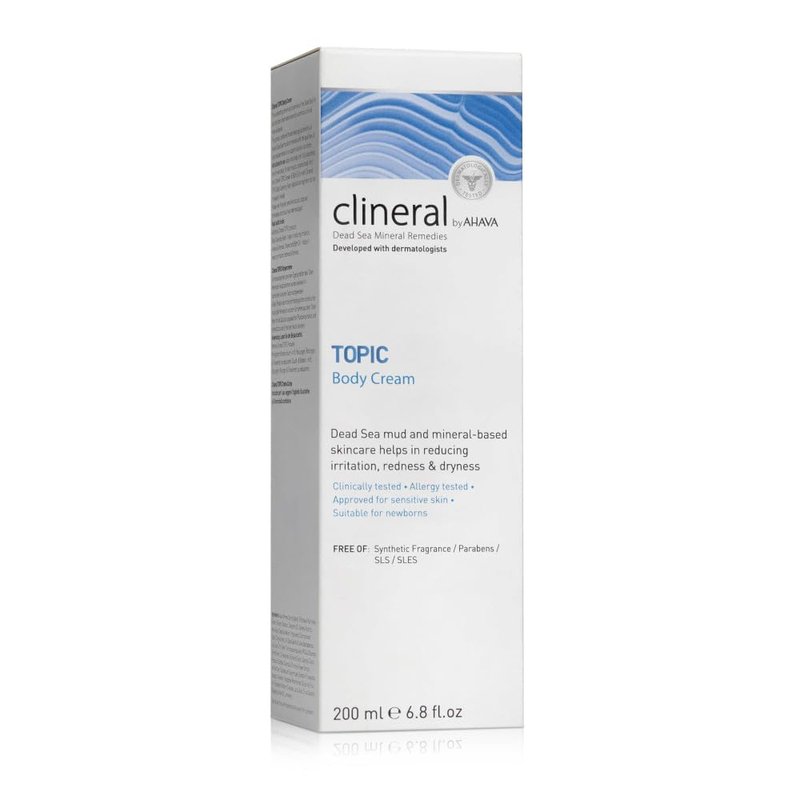 AHAVA Clineral Topic Body Cream - Lightweight hydrating body cream to alleviate irritations, dryness & redness, with Exclusive Osmoter, Grapefruit Peel Oil & Dead Sea Mud, 6.8 Fl.Oz