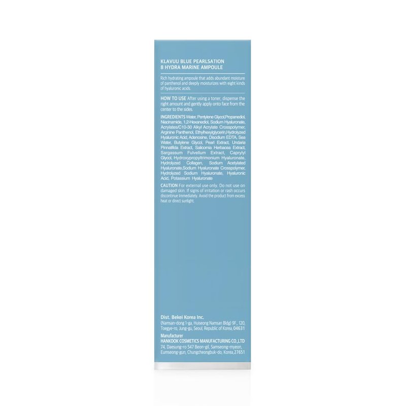 Klavuu BLUE PEARLSATION 8 Hydra Marine Ampoule - Enriched with Hyaluronic Acid for Dual-Layered Skin Hydration & Panthenol Nourishment - Ideal for Sensitive Skin Types – 1.69 floz