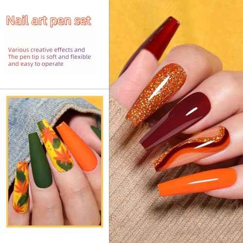 Nail Art Tool Set - 5 Dotting Tools & 5 Nail Liner Brushes for Salon, Professionals & Beginners