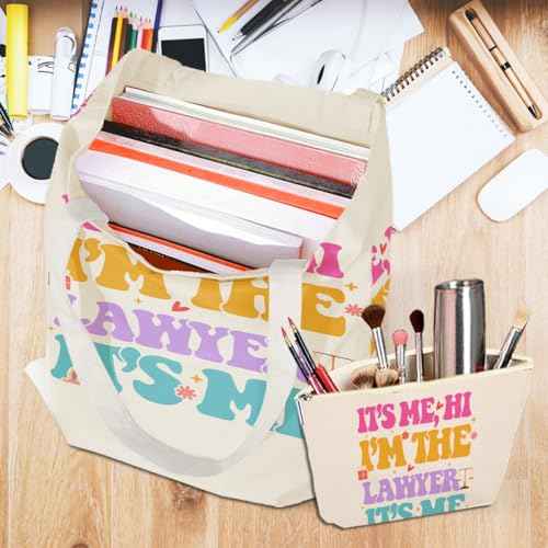 I'm the Lawyer, Lawyer Gifts, Legal Practitioner Gift£¬2PCS Makeup Cosmetic Bag Canvas Tote Bag Beach Bag for Shopping Work Office Gifts for Women Lawyer Paralegal Prosecutor Birthday Christmas