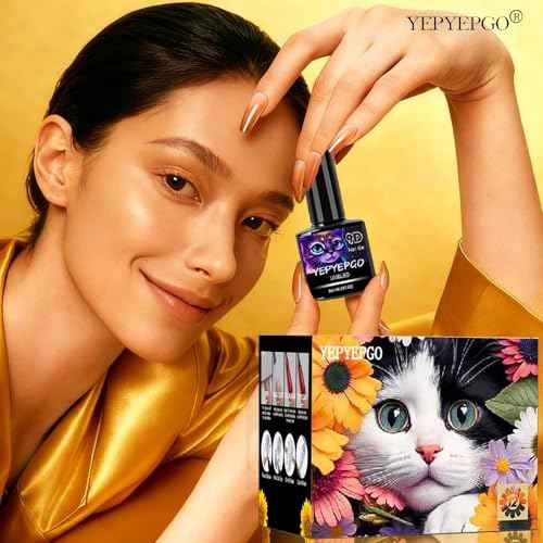 Cat Eye Gel Nail Polish Set, 12 Colors Velvet Cat Eye Gel Polish Magnetic Cateye Glass Effects Fall Winter Christmas Color Professional Use for Salon