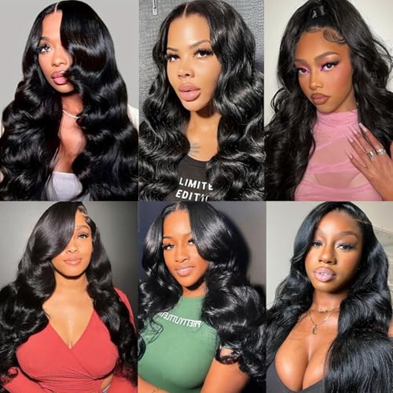 Human Hair Bundles Body Wave 100% Unprocessed Brazilian Virgin Hair Body Wave 3 Bundles Quick Weave Human Hair Extensions for Black Women Natural Black 16 16 16 Inch