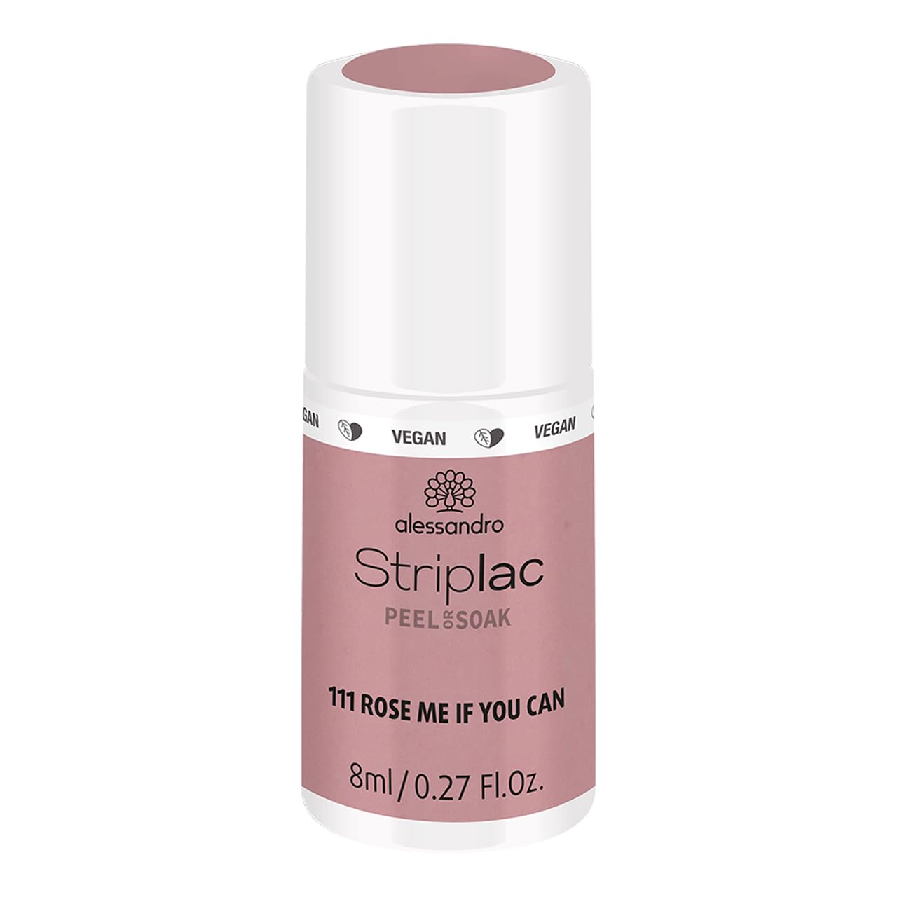 Alessandro Striplac Peel or Soak Nail Polish - Quick Dry, Long-Lasting, Vegan - Rose Me If You Can, 0.27 oz