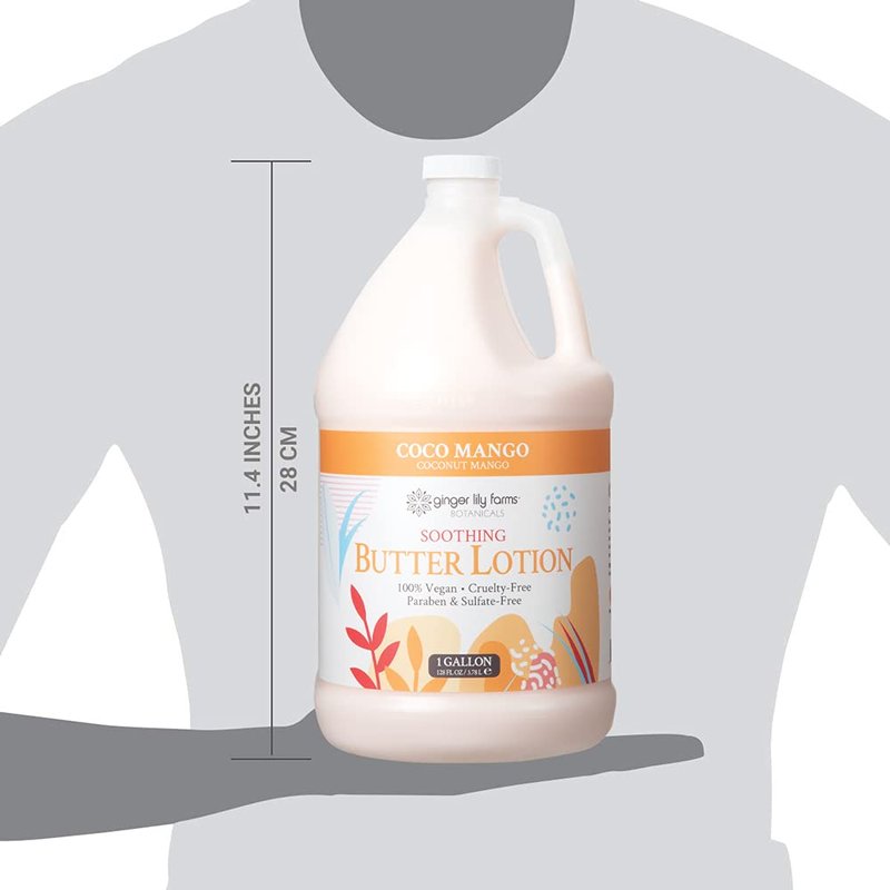 Ginger Lily Farm's Botanicals Soothing Butter Lotion, Coco Mango, 100% Vegan & Cruelty-Free, Coconut Mango Scent, 1 Gallon