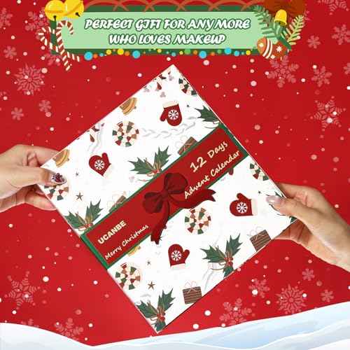 UCANBE Makeup Advent 2025, 12 Days Christmas Countdown Calendar Surprise Gift Kit, Festival Holiday Xmas Cosmetic Starter Makeup Set with 12 Beauty Boxes for Teens Girls Women