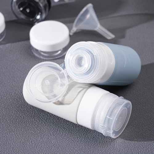 18 Pcs Silicone Bottles Set, Leak-Proof Design, Travel Size, TSA Approved for Toiletries, Portable Containers and Best Gifts for Women