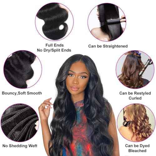 15A Raw Human Hair Bundles Body Wave Human Hair,Triple Lifespan Indian Virgin Hair,No Tangle Shedding,Multiple Washes Keep Texture Silky Soft (1 Bundle Natural Color, 18 Inch)
