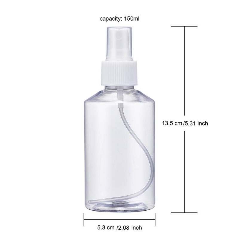 Pandahall 15Pcs Fine Mist Spray Bottles Empty Plastic Reusable Bottles with Pumps Clear 150ml/5oz for Essential Oils, Face Spray, Hair Spray, Travel