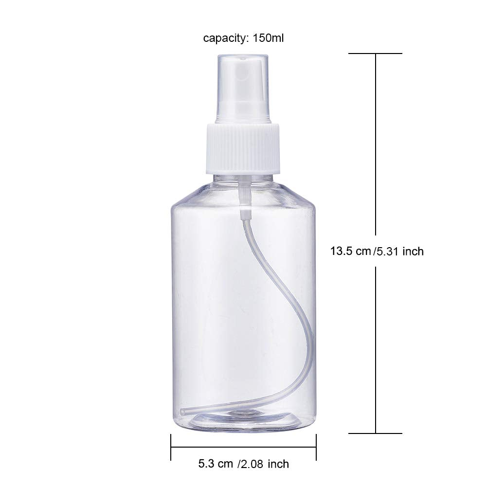 Pandahall 15Pcs Fine Mist Spray Bottles Empty Plastic Reusable Bottles with Pumps Clear 150ml/5oz for Essential Oils, Face Spray, Hair Spray, Travel