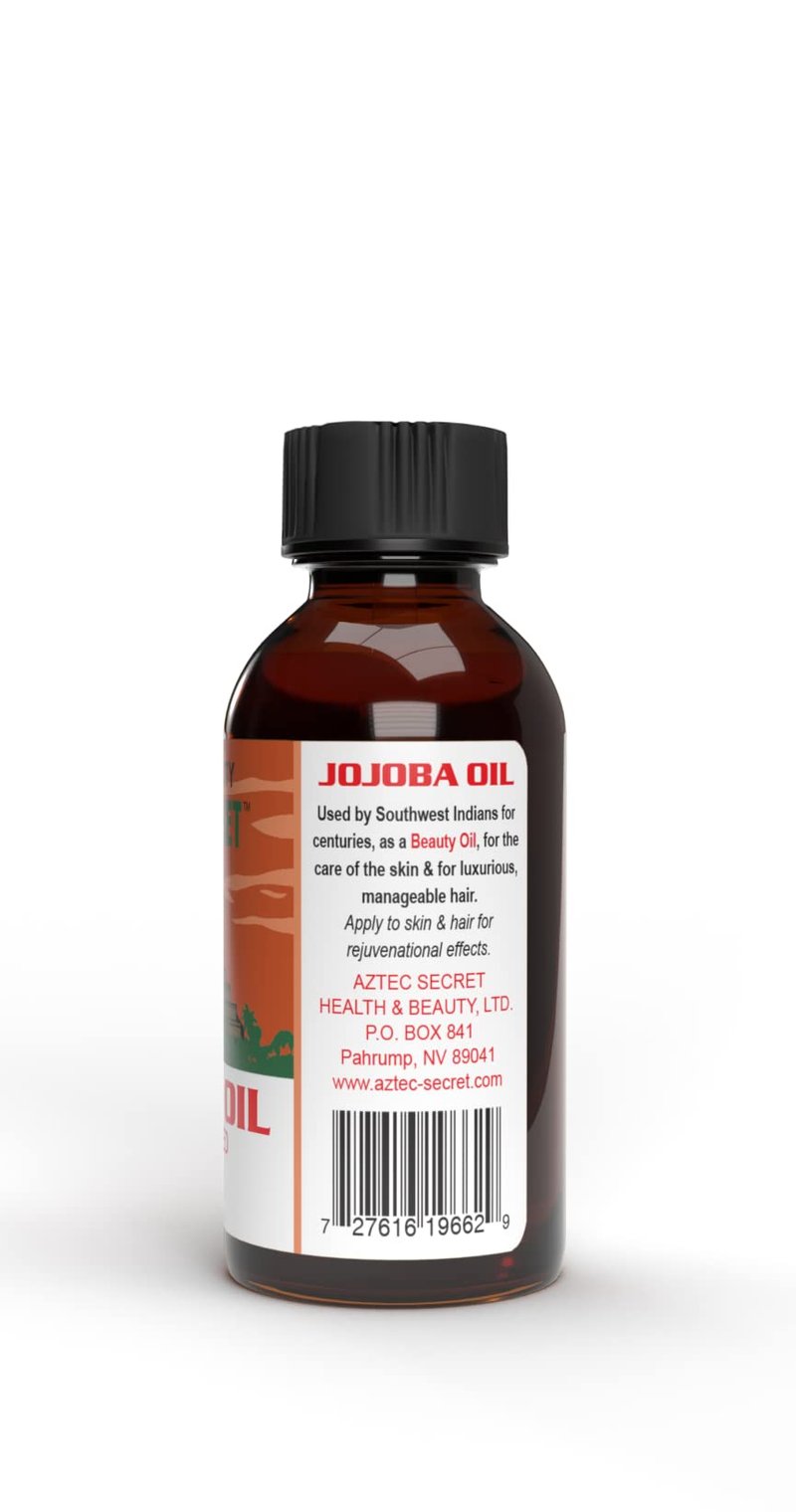 Aztec Secret 100% Pure Jojoba Oil, 2 OZ - Deep Hair & Skin Moisturizer - Cold-Pressed and Unfiltered