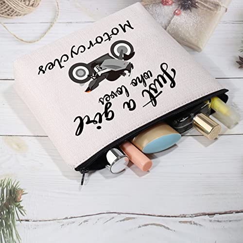 CMNIM Motorcycle Gifts for Her Just a Girl Who Loves Motorcycles Makeup Bag Motorcycle Biker Girl Woman Rider Gifts (Motorcycles Makeup Bag)
