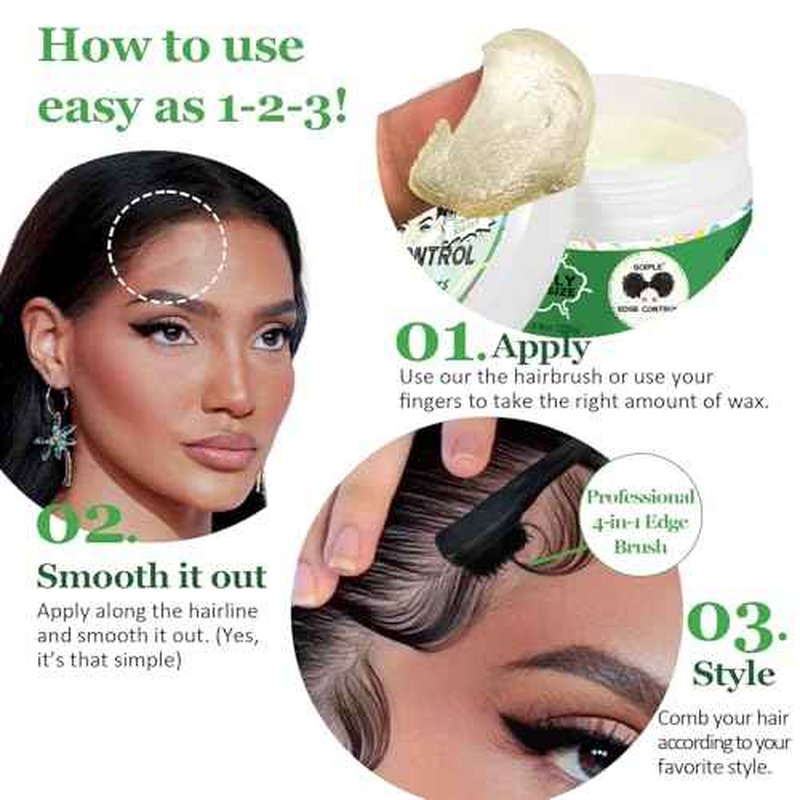 8.8 OZ Edge Control Wax for Women Strong Hold Non-greasy Edge Control Smoother Edge Wax Styling Gel Edge Control for Black Hair No Flaking, White Residue, Shine and Smooth (Sweet Melon)