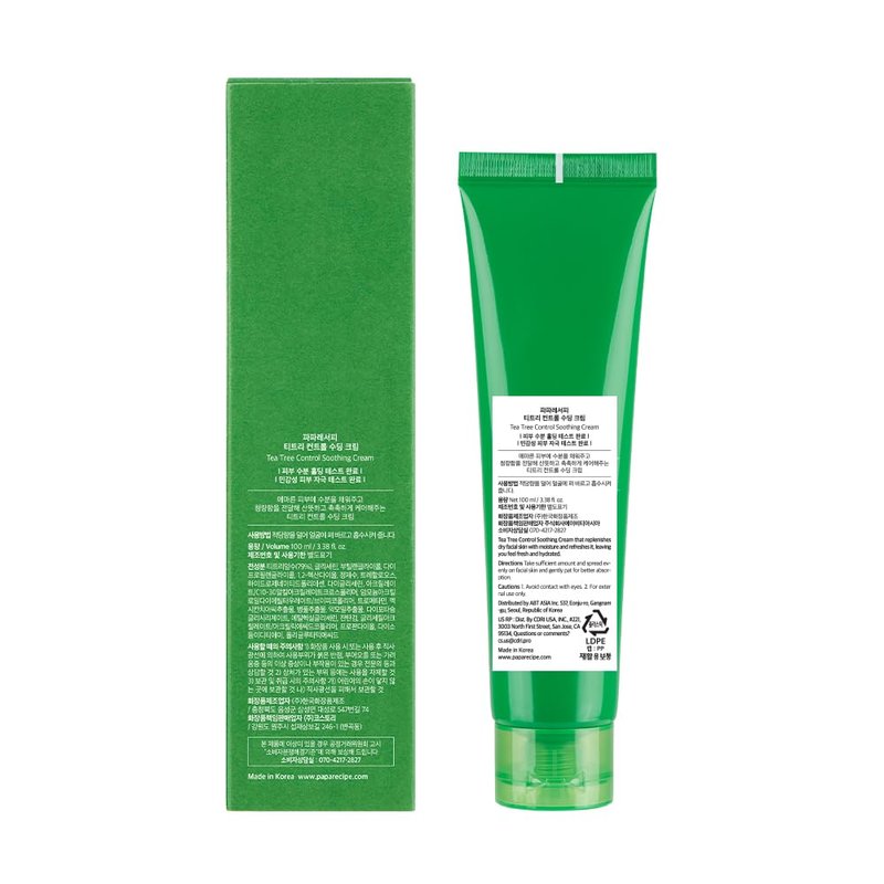 Papa Recipe Tea Tree Control Soothing Cream(3.38fl oz/100ml) - Soothing & Hydrating Face Moisturizer Cream for Dry Skin, Oil Water Balance Care, Sensitive, Acne-Prone Skin Friendly, Korean Face Cream