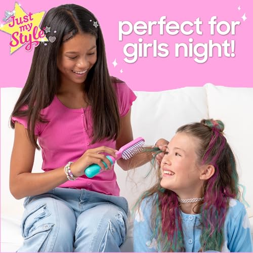 Just My Style All-in-One Hair Stylist, 4-in-1 Styling Tool with Gem Stamper, Beader, Chalk, and Brush - Fun Hair Accessories for Girls 8-12